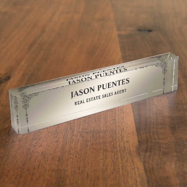 Plaque de nom de bureau moderne et élégant en arge (Taille)