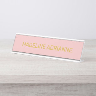 Plaque de nom de bureau moderne personnalisée rose