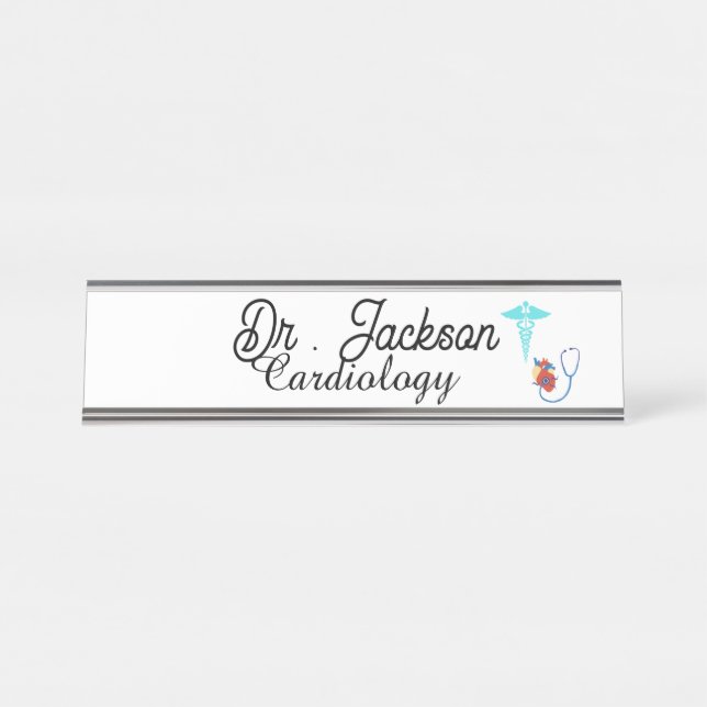 Plaque de nom de bureau personnalisée pour cardiol (Devant)