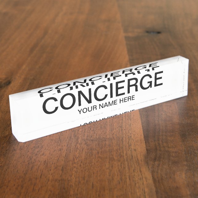 Plaque de nom de comptoir de concierge avec nom pe (Taille)