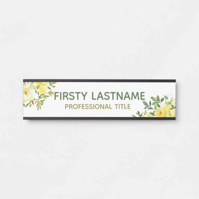 Plaque de nom de porte de bureau de roses florales (Devant)