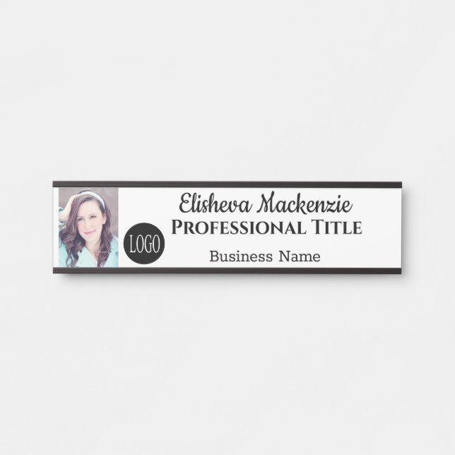 Plaque de nom de porte de bureau Logo Photo Image (Devant)