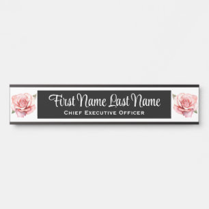 Plaque de nom de porte de bureau Roses roses