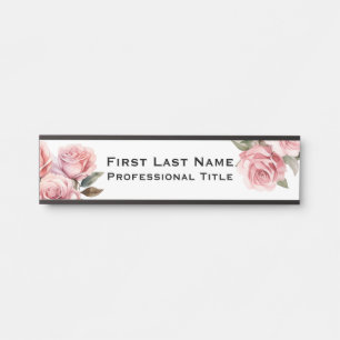 Plaque de nom de porte de bureau Roses roses