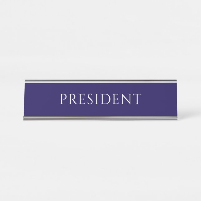 Plaque de nom de président bleu élégant (Devant)