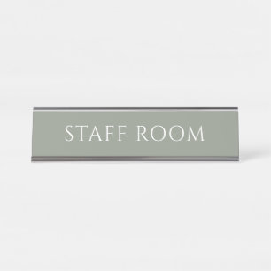 Plaque de nom de salle de personnel vert sauge élé
