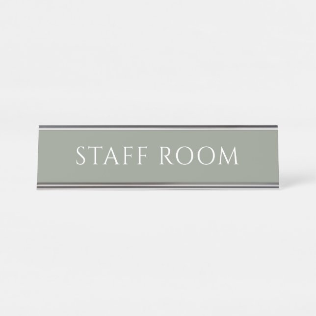 Plaque de nom de salle de personnel vert sauge élé (Devant)