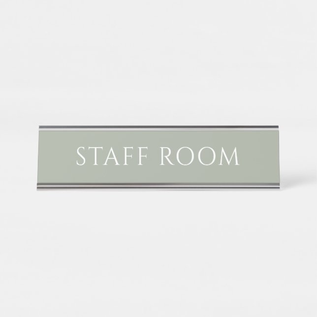 Plaque de nom de salle de personnel vert sauge élé (Devant)