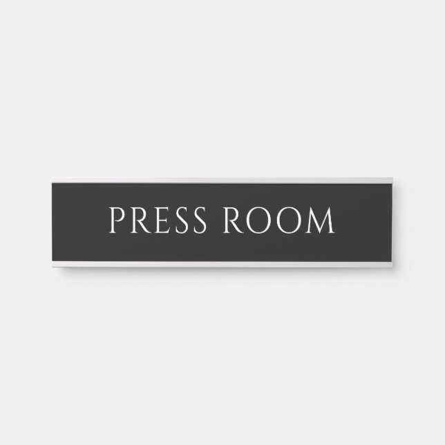 Plaque de nom de salle de presse noire élégante (Devant)