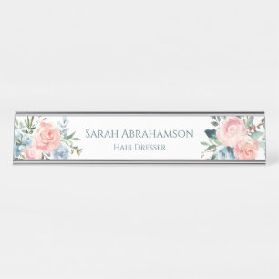 Plaque de nom de station de bureau floral Roses