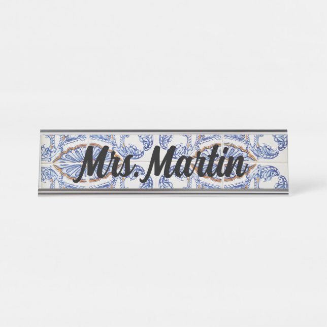 Plaque de nom de tuile portugaise vintage (Devant)