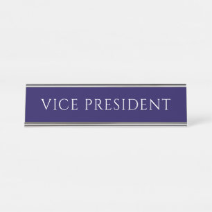 Plaque de nom de vice-président bleu élégant