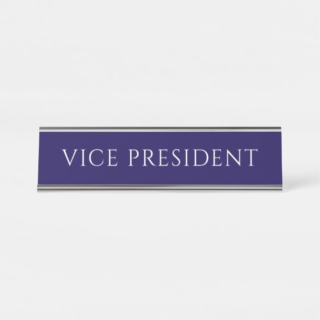 Plaque de nom de vice-président bleu élégant (Devant)