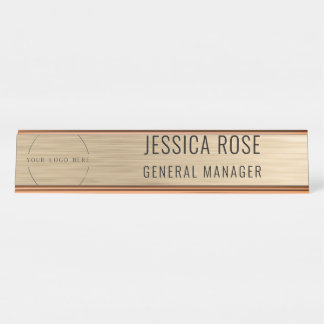 Plaque de nom d'employé en faux or professionnel