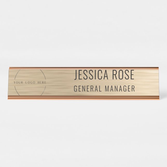 Plaque de nom d'employé en faux or professionnel (Devant)