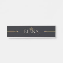 Plaque de nom d'entrée en noir et or luxe personna