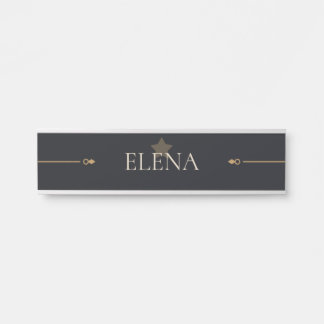 Plaque de nom d'entrée en noir et or luxe personna