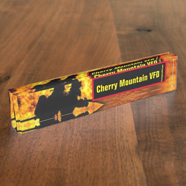 Plaque de nom du bureau Cherry Mountain VFD Flames (Taille)