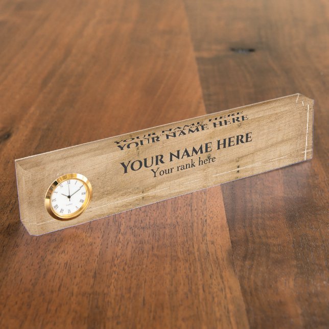Plaque de nom du bureau d'affaires Rustic Wood (Taille)