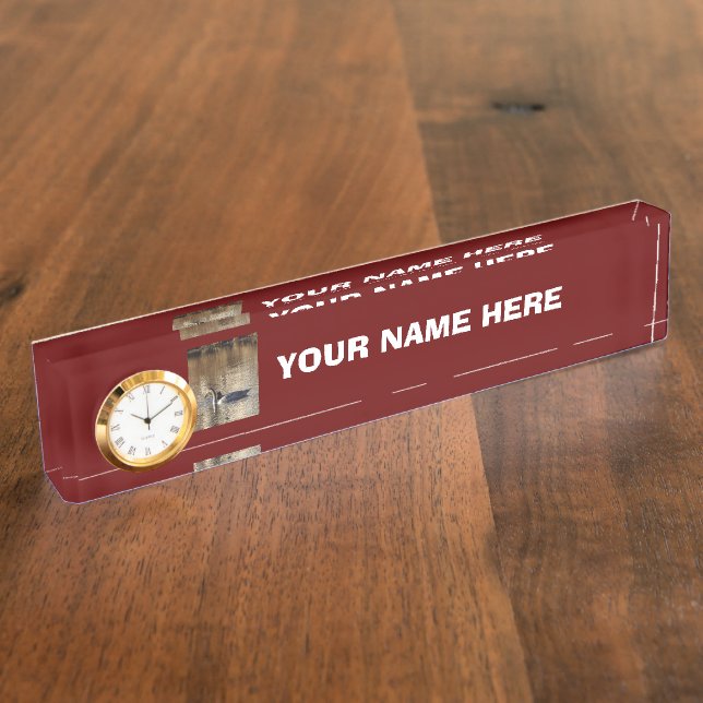 Plaque de nom du bureau de cygne avec horloge (Taille)