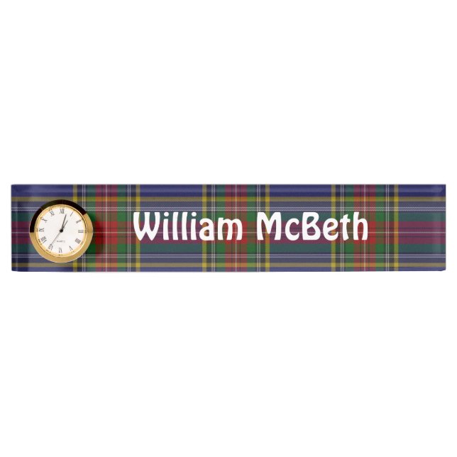 Plaque de nom du bureau de plaid MacBeth Tartan (Devant)