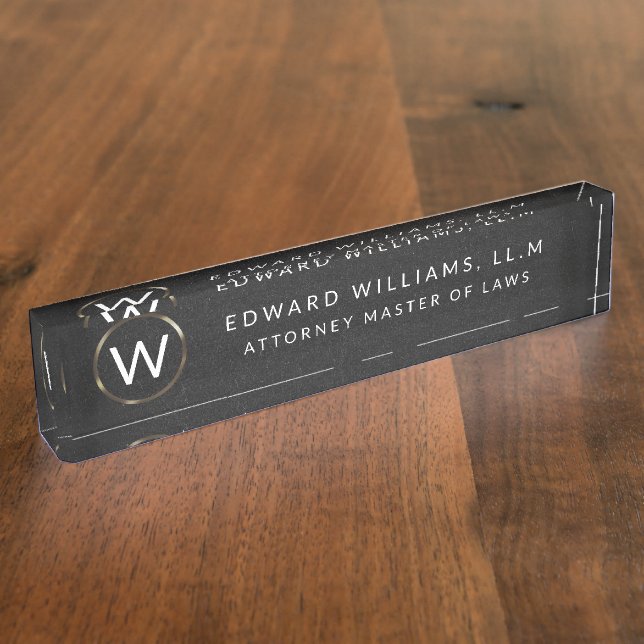 Plaque de nom du bureau Monogramme professionnel d (Taille)