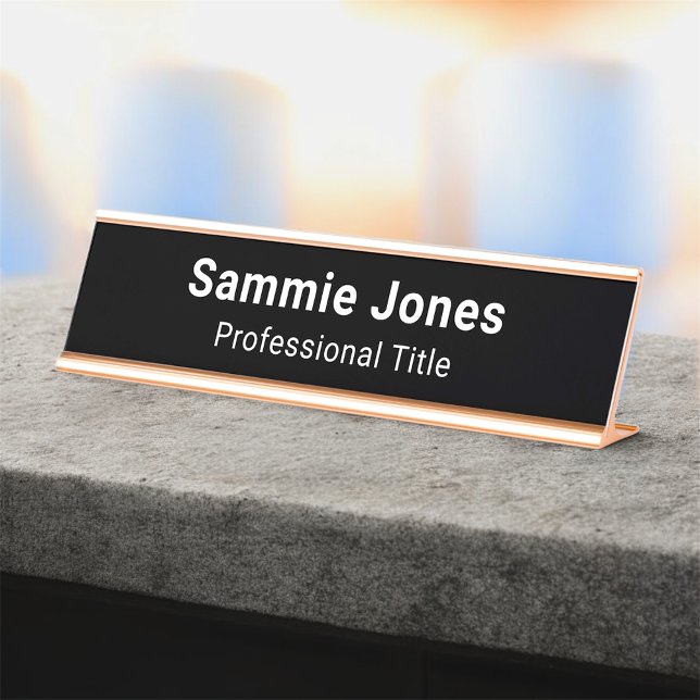 Plaque de nom du bureau noir pour le personnel des (MISOOK Black Name Plate with Job Title)
