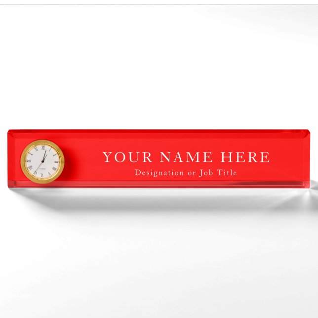 Plaque de nom du bureau personnalisé en rouge avec (Devant)