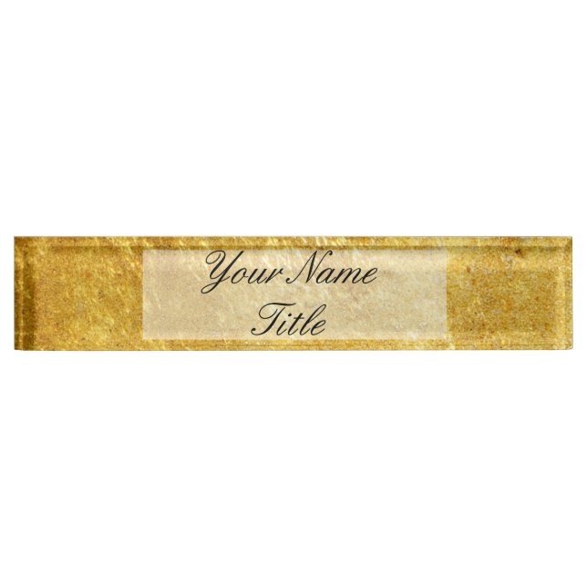 Plaque de nom du bureau personnalisé Gold Parties  (Devant)