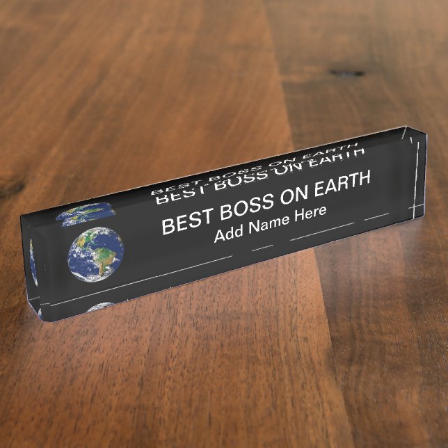 Plaque de nom du bureau planète Terre Boss Best Bo (Taille)