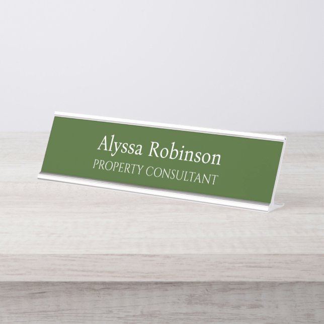 Plaque de nom du bureau professionnel Forest Green (Devant)
