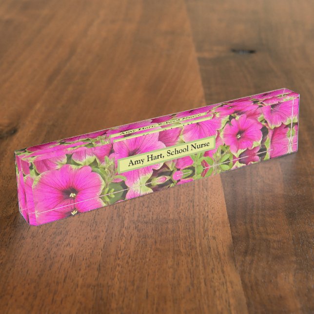 PLAQUE DE NOM DU BUREAU ROSE PETUNIAS (Taille)