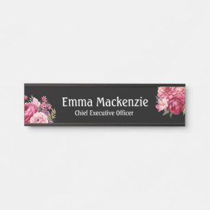 Plaque de nom floral moderne personnalisé pour por