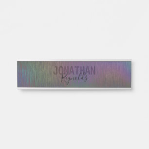 Plaque de nom Holographique Arc-en-ciel métallique
