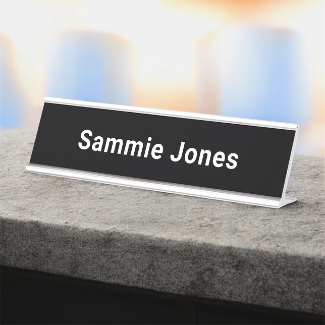 Plaque de nom imprimé noir pour bureau moderne (MISOOK Black Desk Name Plate)