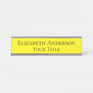 Plaque de nom jaune simple