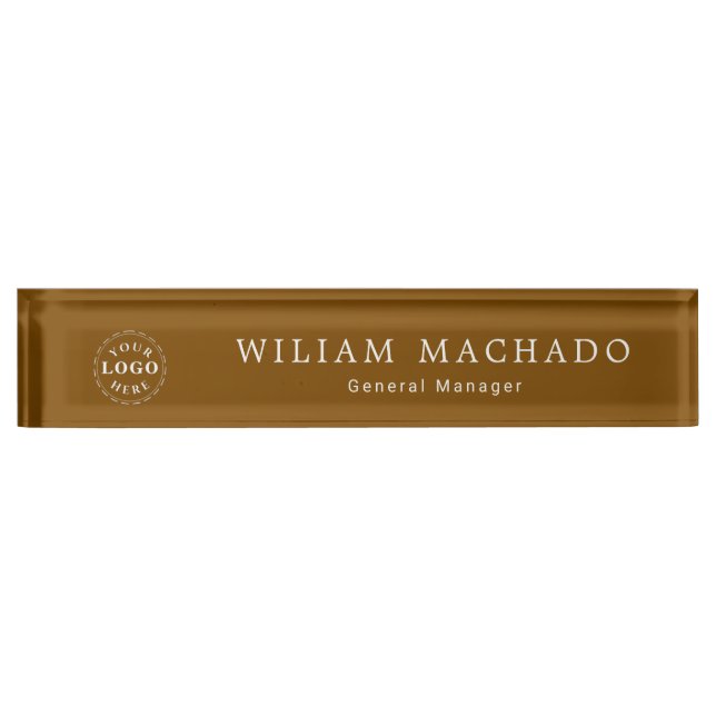 Plaque de nom marron personnalisée pour profession (Devant)