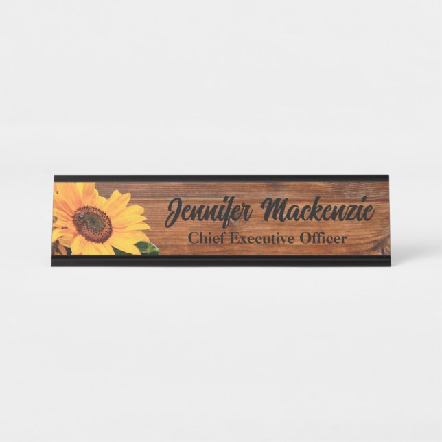 Plaque de nom moderne en grain de bois rustique po (Devant)