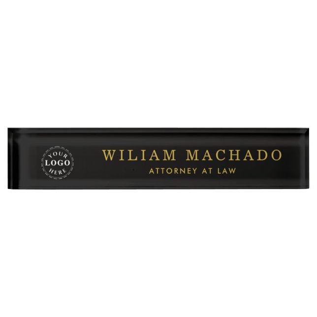 Plaque de nom noir personnalisé pour avocats (Devant)