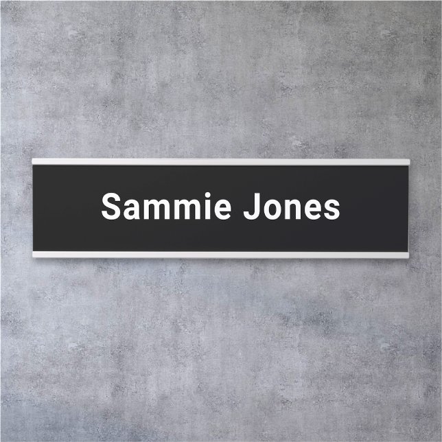 Plaque de nom noir personnalisée modifiable pour l (MISOOK Black Name Plate Minimalist)