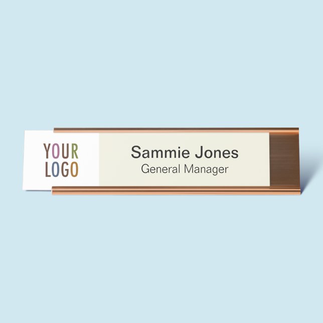 Plaque de nom personnalisable avec logo de l'entre (MISOOK Name Plate with Logo for Desk, Door, or Wall)