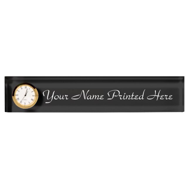 Plaque de nom personnalisée avec horloge (Devant)