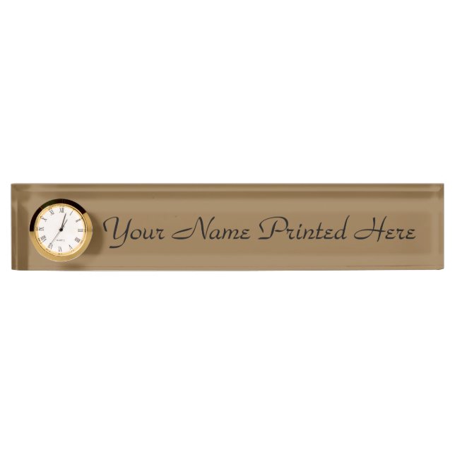 Plaque de nom personnalisée avec horloge (Devant)