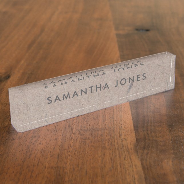 Plaque de nom personnalisée en papier recyclé rust (Taille)