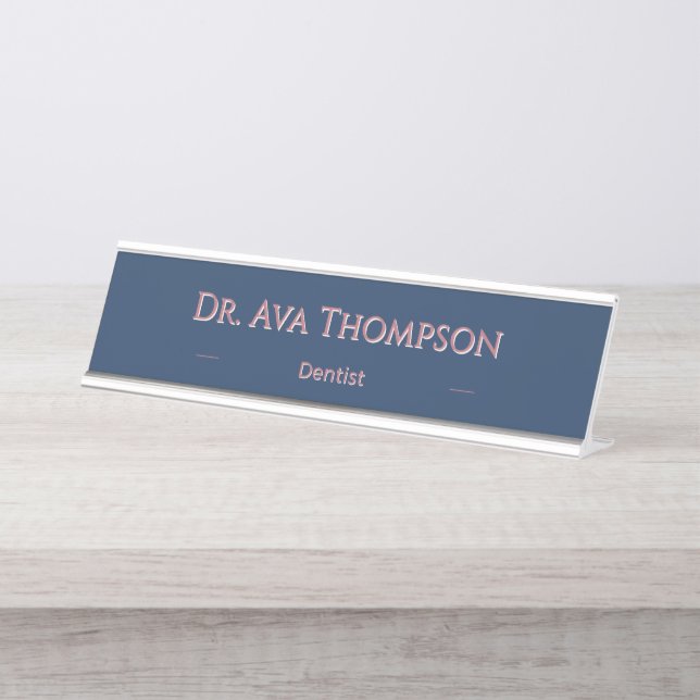 Plaque de nom personnalisée en style luxueux Navy  (Devant)