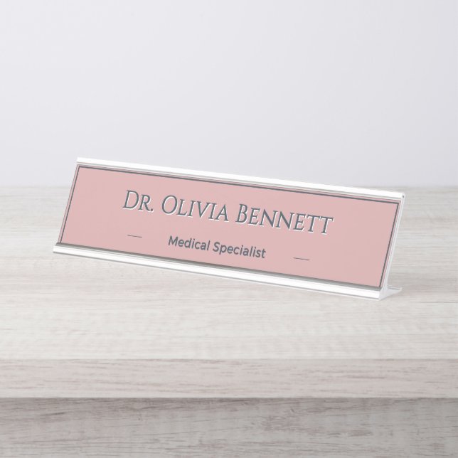 Plaque de nom personnalisée Rose Poussiéreuse Char (Devant)