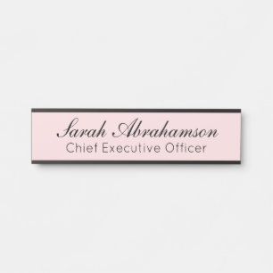 Plaque de nom rose - Panneau de porte de bureau