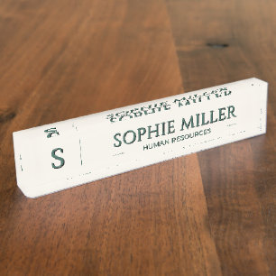 Plaque de nom vert forêt personnalisée, cadeau élé