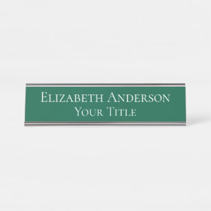 Plaque de nom vert simple Hunter