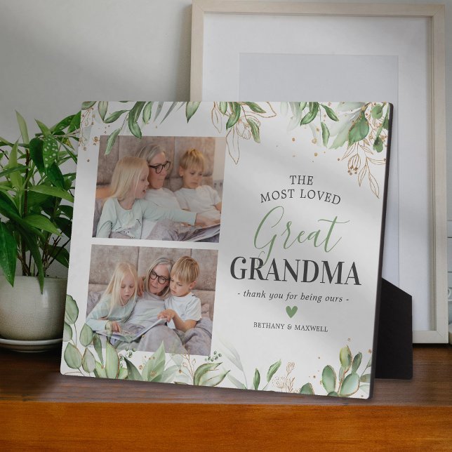 Plaque de photo de grand-mère avec verdure (Créateur téléchargé)